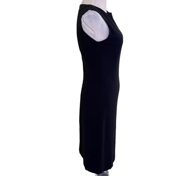 Shin Choi Deep Navy Blue Sleeveless Stretch Wool Sheath Dress 4 - Picture 5 of 8